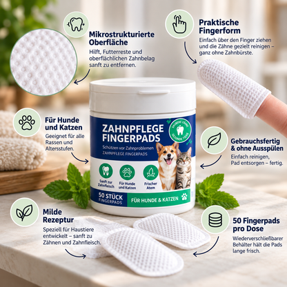 Zahnpflege Fingerpads für Hunde & Katzen - frischer Atem & saubere Zähne